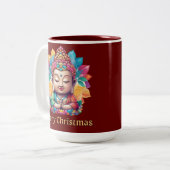 boeddhistisch kerstfeest tweekleurige koffiemok (Voorkant links)