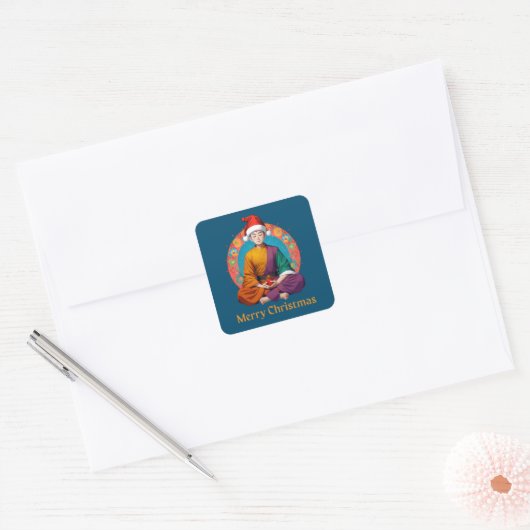 boeddhistisch kerstfeest vierkante sticker (Envelop)