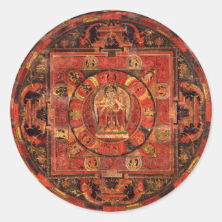 Boeddhistisch Mandala over compassie Ronde Sticker
