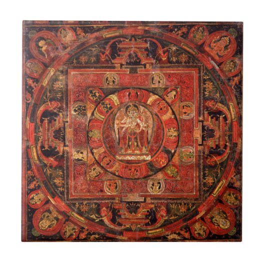 Boeddhistisch Mandala over compassie Tegeltje (Voorkant)