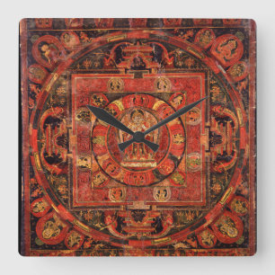 Boeddhistisch Mandala over compassie Vierkante Klok