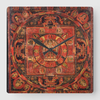 Boeddhistisch Mandala over compassie Vierkante Klok