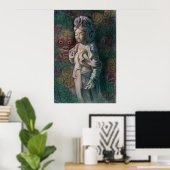 Boeddhistisch Poster Kuan Yin & Zen Dragon Buddha  (Thuiskantoor)