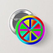 boeddhistisch regenboogwiel ronde button 5,7 cm (Voorkant /achterkant)