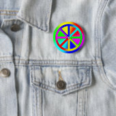 boeddhistisch regenboogwiel ronde button 5,7 cm (In situ)