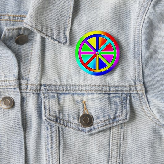 boeddhistisch regenboogwiel ronde button 5,7 cm (In situ)