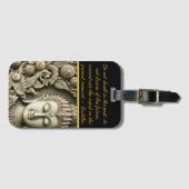 Boeddhistische beeldhouwkunst van een serene figuu bagagelabel (Voorkant (horizontaal))