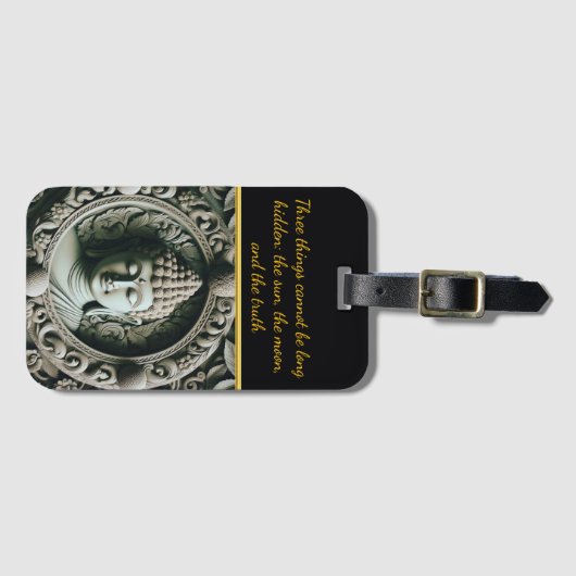 Boeddhistische blad en Orb Carving AI Bagagelabel (Voorkant (horizontaal))