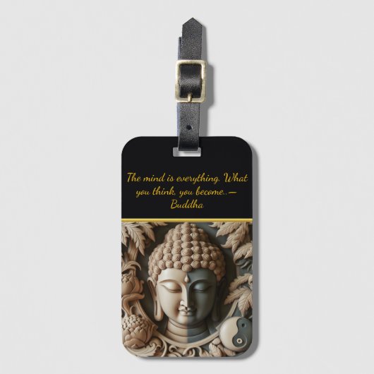 Boeddhistische blad en Orb Carving AI Bagagelabel (Voorkant (verticaal))