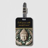 Boeddhistische Carving: Bladeren & Orbs AI Bagagelabel (Voorkant (verticaal))