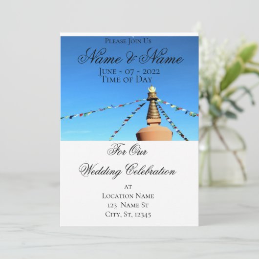 Boeddhistische domma met gebedsvlaggen Thunder_Cov Kaart (Staand voorkant)