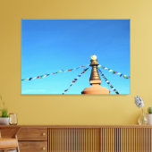 Boeddhistische domma met gebedvlaggen omwikkeld do canvas afdruk (Insitu (Woonkamer))