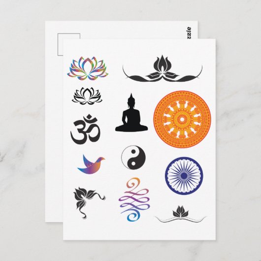 Boeddhistische en Mindfulness Symbolen Briefkaart (Voorkant / Achterkant)