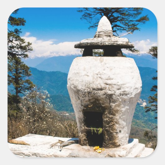 Boeddhistische eredienstsite vierkante sticker (Voorkant)