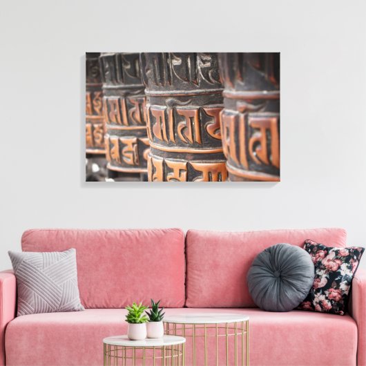 Boeddhistische gebedsmolen canvas print (Insitu (Woonkamer))
