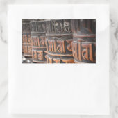 Boeddhistische gebedsmolen rechthoekige sticker (Tas)