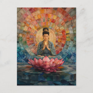 Boeddhistische Godin Guanyin Rainbow Portrait Art Briefkaart