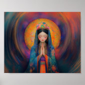 Boeddhistische Godin Quan Yin Abstracte Vortex Sch Poster (Voorkant)