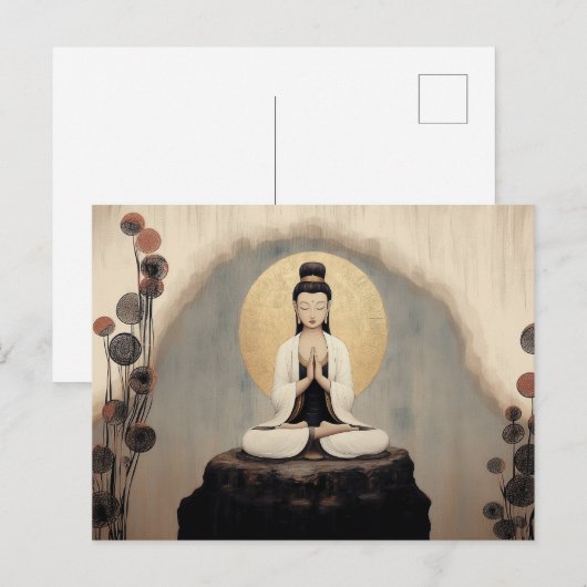 Boeddhistische Godin Quan Yin Minimalistische Kuns Briefkaart (Voorkant / Achterkant)