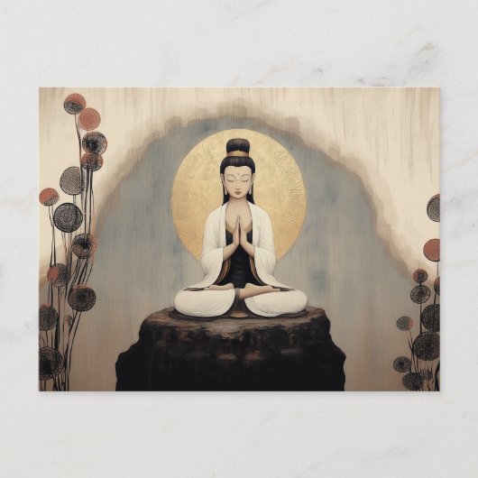 Boeddhistische Godin Quan Yin Minimalistische Kuns Briefkaart (Voorkant)