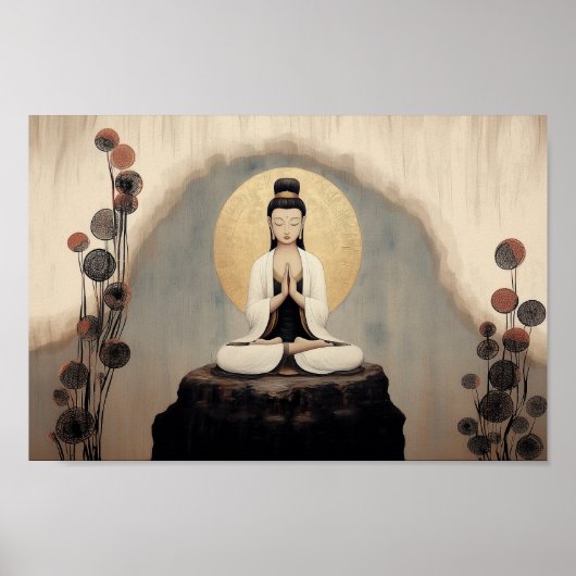 Boeddhistische godin Quan Yin Minimalistische kuns Poster (Voorkant)