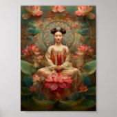 Boeddhistische Godin Quan Yin Roze Lotus Schilderk Poster (Voorkant)
