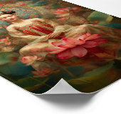 Boeddhistische Godin Quan Yin Roze Lotus Schilderk Poster (Hoek)