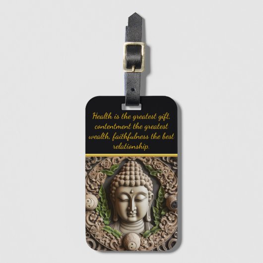 Boeddhistische gravure van bladeren en orbs. Gener Bagagelabel (Voorkant (verticaal))