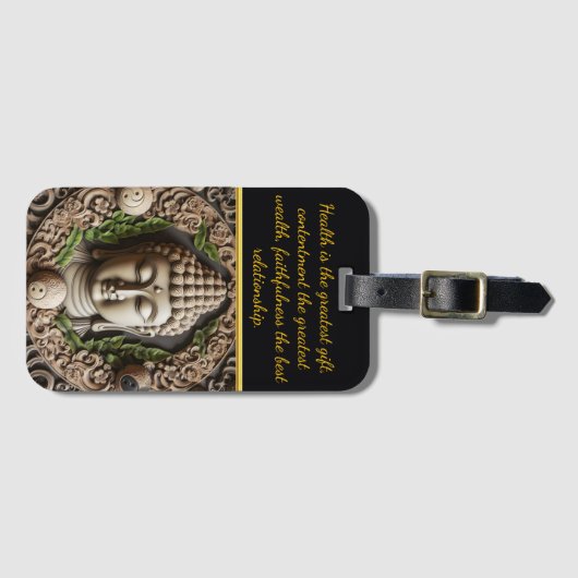 Boeddhistische gravure van bladeren en orbs. Gener Bagagelabel (Voorkant (horizontaal))