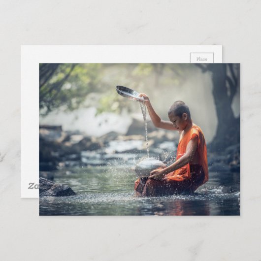 Boeddhistische Monk Washing Implementen Briefkaart (Voorkant / Achterkant)