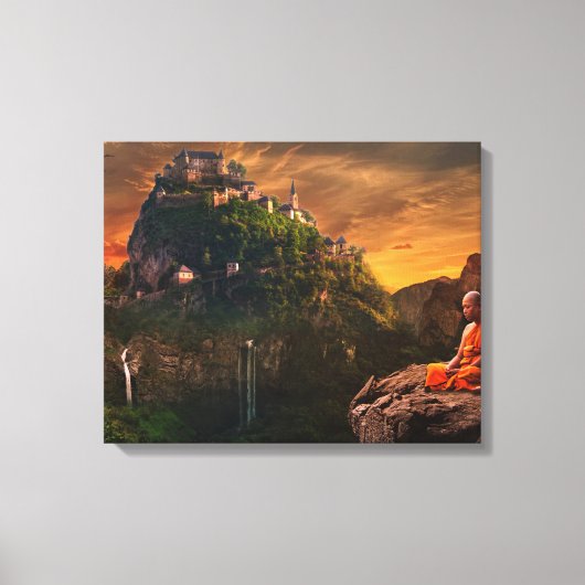 Boeddhistische monnik die het landschap van Fantas Canvas Afdruk (Voorkant)