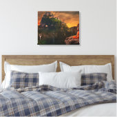 Boeddhistische monnik die het landschap van Fantas Canvas Afdruk (Insitu (Slaapkamer))