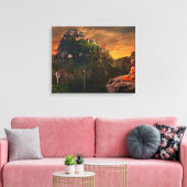 Boeddhistische monnik die het landschap van Fantas Canvas Afdruk (Insitu (Woonkamer))