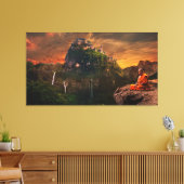 Boeddhistische monnik die het landschap van Fantas Canvas Afdruk (Insitu (Woonkamer))