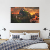 Boeddhistische monnik die het landschap van Fantas Canvas Afdruk (Insitu (Slaapkamer))