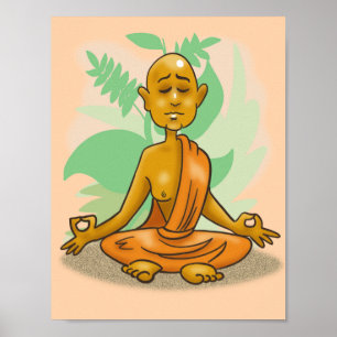 Boeddhistische monnik in de Meditatie Poster