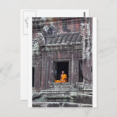Boeddhistische monnik mediteert Angkor Wat Briefkaart (Voorkant / Achterkant)