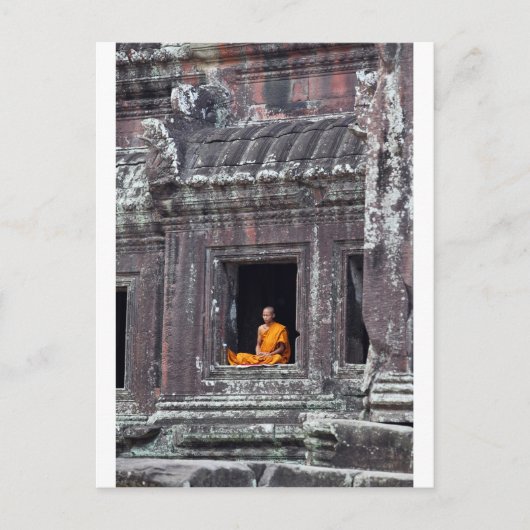 Boeddhistische monnik mediteert Angkor Wat Briefkaart (Voorkant)
