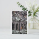 Boeddhistische monnik mediteert Angkor Wat tempel Briefkaart (Staand voorkant)