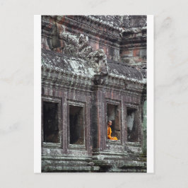 Boeddhistische monnik mediteert Angkor Wat tempel Briefkaart
