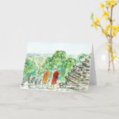 Boeddhistische monniken bij de Temple Greeting of  Kaart (Gele Bloem)