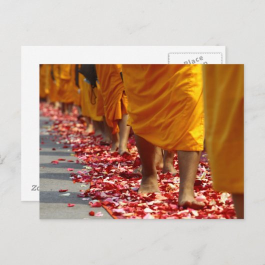 Boeddhistische monniken die briefkaart lopen (Voorkant / Achterkant)