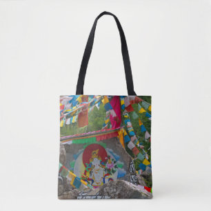 Boeddhistische rotsschildering tote bag