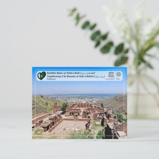 Boeddhistische ruïnes van Takht-i-Bahi en Sahr-i-B Briefkaart (Staand voorkant)