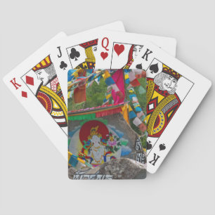 Boeddhistische schildering op rotsen pokerkaarten