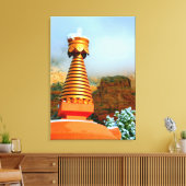 boeddhistische stoepa in canvas gewikkeld afdruk (Insitu (Woonkamer))
