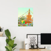 boeddhistische stupa in sneeuw poster (Thuiskantoor)