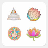 Boeddhistische symbolen vierkante sticker (Voorkant)