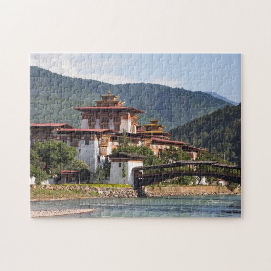 Boeddhistische tempel bij rivier legpuzzel (Horizontaal)