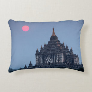 Boeddhistische Tempel Bij Zonsondergang Accent Kussen